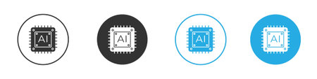 AI icon for web or mobile app. Simple flat designs