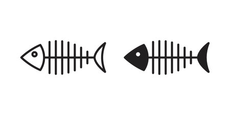 Fish bone icon in black solid style. linear symbol.