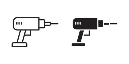 Drill icon symbol in filled and line style. Vector icon collectionのイラスト素材