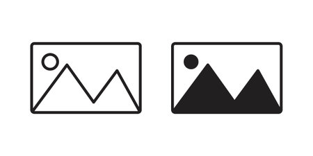 Picture icon symbol in filled and line style. Vector icon collection