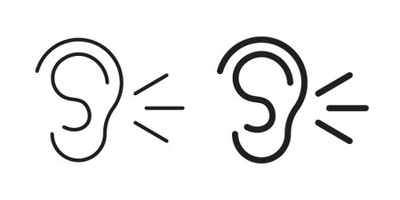 Ear icon on white background. Simple vector illustration for graphic and web design