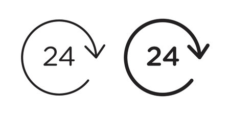 24 Hour time icon. set of web icons on white background
