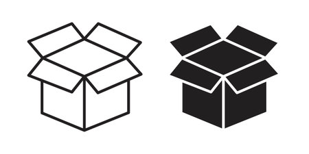 Open box icon simple outline style. Editable stroke EPS 10