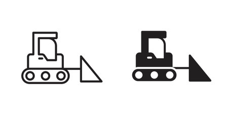 Bulldozer icons. Vector illustration. Editable stroke. Isolated icon suitable for web,のイラスト素材