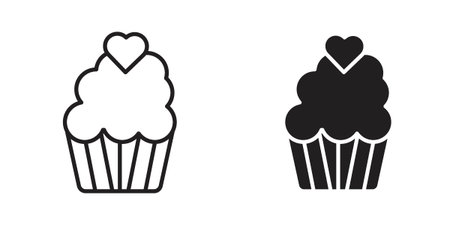Cupcake icons. Vector illustration. Editable stroke. Isolated icon suitable for web,