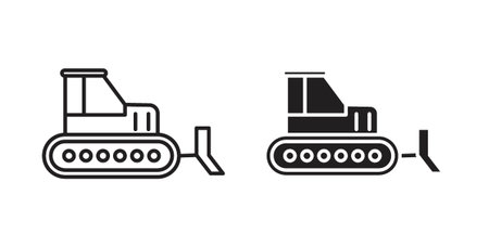 Bulldozer icon, Outline Symbol Illustration, Editable Stroke perfect for logos and moreのイラスト素材