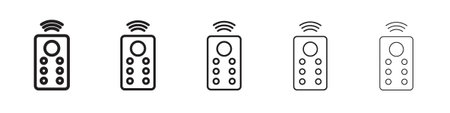 Remote control icons black and white vector, icon set with editable stroke.