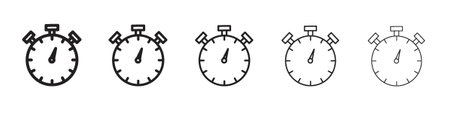 Stopwatch icons black and white vector, icon set with editable stroke.