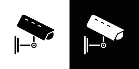 Security camera icons. minimal single flat icon for application in black and white