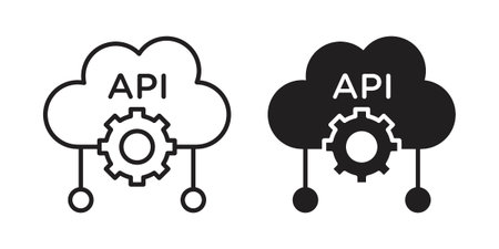 API icon set in flat and line style vectors