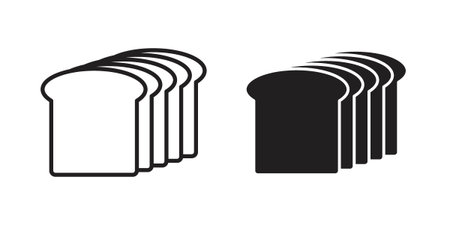 Bread loaf icon set in flat and line style vectors