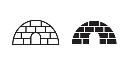Igloo icon set in flat and line style vectors