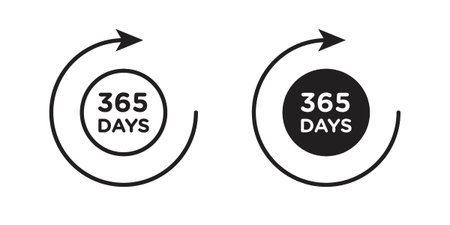 365 day icon in a simple line art style. EPS10
