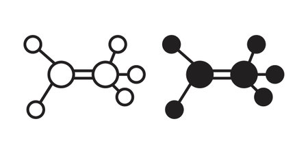 Ethylene molecule icon in a simple line art style. EPS10のイラスト素材