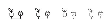 Biomass energy icons. Line with editable stroke.