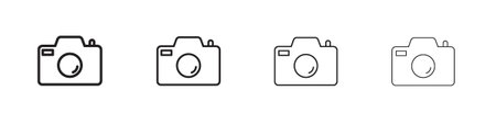 Camera icons. Line with editable stroke.