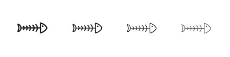 Fish skeleton icons. Line with editable stroke.