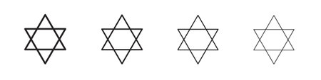 Star of David icons. Line with editable stroke.