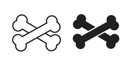 Bones icon silhouette design. Editable stroke outline icon on white background