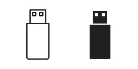 usb drive icon silhouette design. Editable stroke outline icon on white background
