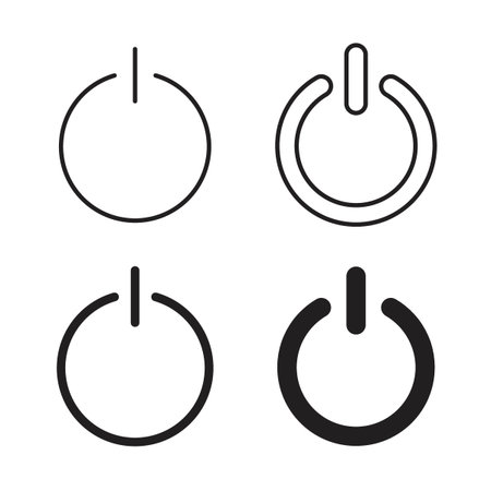 Power icon in line and glyph style. Flat and stroke icons
