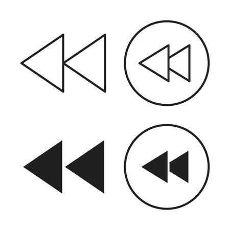 Rewind icon in trendy flat and line style design. Icon symbol illustrationのイラスト素材