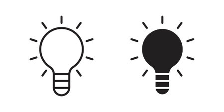 Lamp icons. Line Art Style Design Isolated On Whiteのイラスト素材