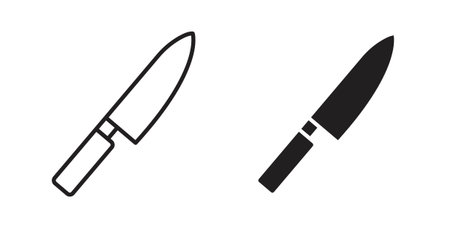 Kitchen knife icons. Line Art Style Design Isolated On White