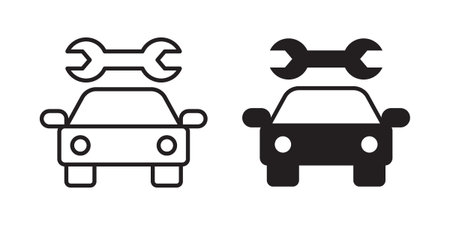 Car mechanic icon for web, design. Linear illustrations, editable strokesのイラスト素材