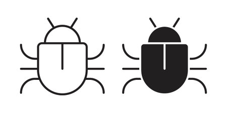 Bug icon, line pictogram on white.