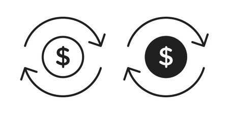 Cash flow icon, line pictogram on white.
