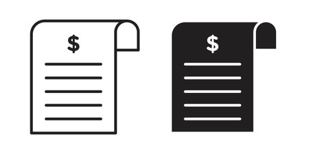 Payment receipt icon, line pictogram on white.のイラスト素材
