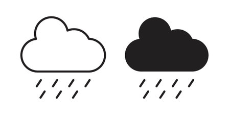 Rain icon, line pictogram on white.のイラスト素材