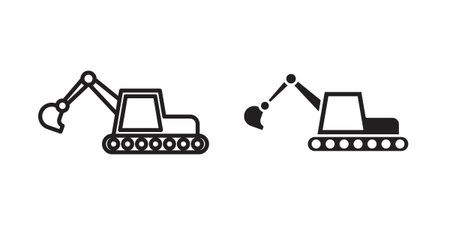 Excavator icons for templates, web design and infographicsのイラスト素材