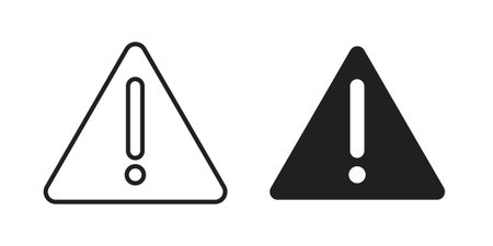 Alert icon black, line, flat vector, isolated illustration.のイラスト素材