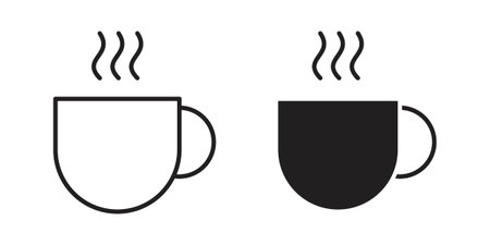 Coffee icon black, line, flat vector, isolated illustration.のイラスト素材
