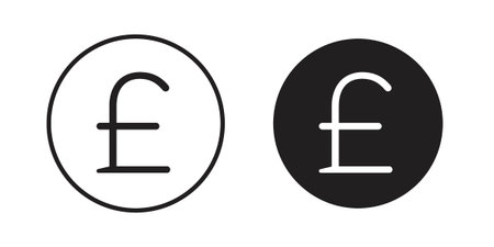 Pound icon black, line, flat vector, isolated illustration.