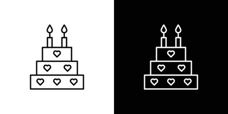 Wedding cake icon or logo, simple minimal style. outline doodle icon.のイラスト素材