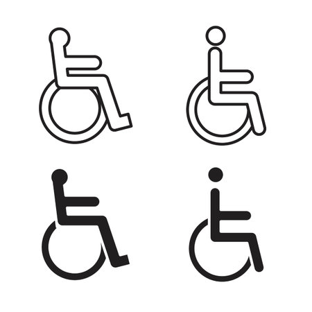 Wheelchair icon in trendy flat and line style design. Icon symbol illustrationのイラスト素材