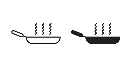 Frying pan icon Isolated flat vector in outline collection on white backgroundのイラスト素材