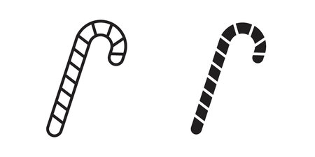 Candy Cane icon set. outlined and solid flat clipart versions.のイラスト素材