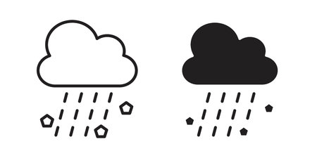 Cloud hail icon set. outlined and solid flat clipart versions.のイラスト素材