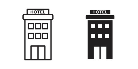 hotel icon set. outlined and solid flat clipart versions.のイラスト素材