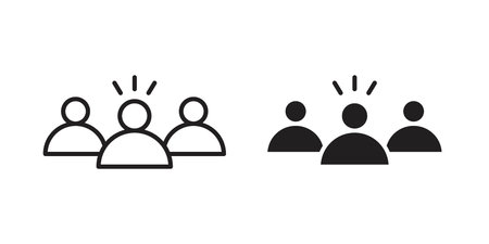 Leadership icon set. outlined and solid flat clipart versions.
