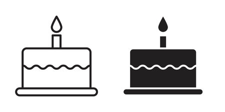 Birthday cake icon suitable. Simple outline and solid style icon EPS10