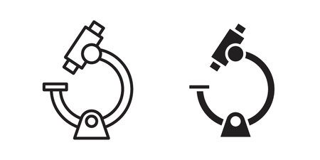 Microscope icon suitable. Simple outline and solid style icon EPS10