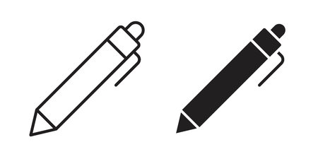 Pen icon suitable. Simple outline and solid style icon EPS10のイラスト素材