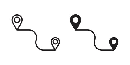 Route icon suitable. Simple outline and solid style icon EPS10のイラスト素材