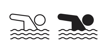 Swimming icon suitable. Simple outline and solid style icon EPS10のイラスト素材