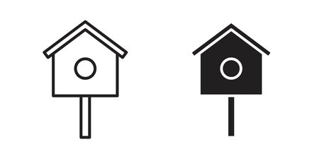 Bird house icon symbol. Classic flat and linr styleのイラスト素材